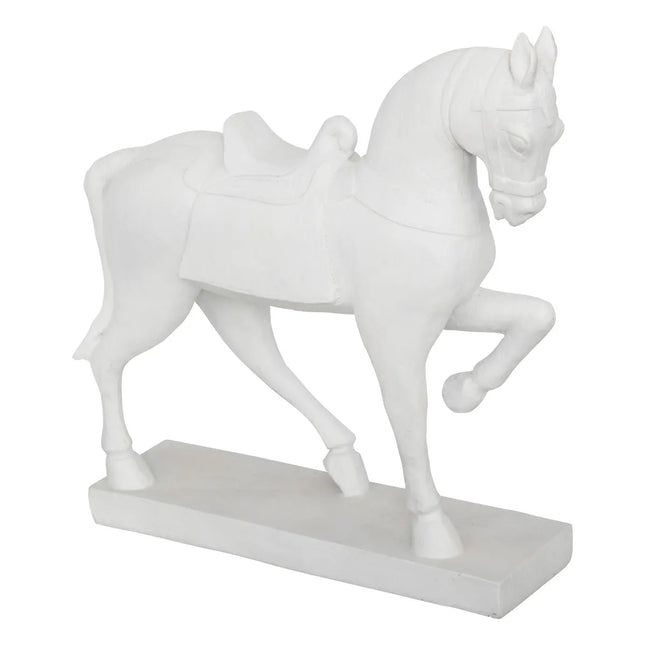 Estatua de caballo de "Little cottage" resina blanca A35cm - 203937