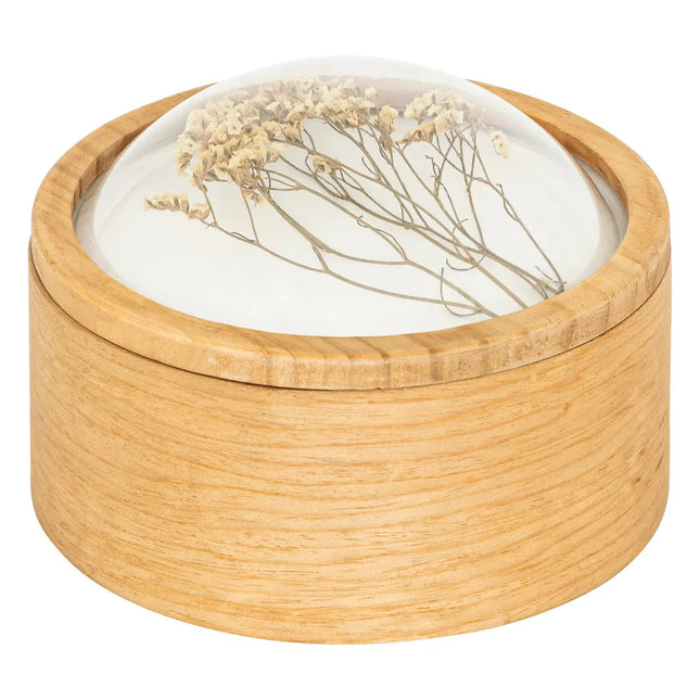 Caja de madera  con flores secas "Leya" D20,6cm - 204034
