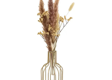 Arreglo floral seco, estilo otoñal, metal dorado rosa, 40 cm de alto - 204228