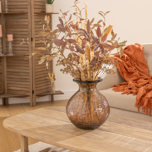 Jarrón "Alric" de vidrio martillado marrón A33cm - 204231