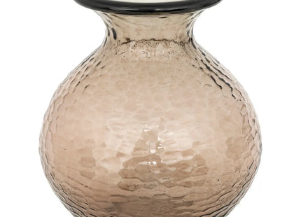 Jarrón "Alric" de vidrio martillado marrón A33cm - 204231