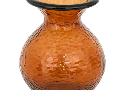 Jarrón martillado "Alric" de vidrio color ámbar 25cm - 204232