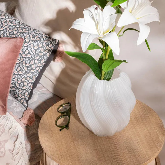 Jarrón blanco "Valma", 21 cm de alto - 204301