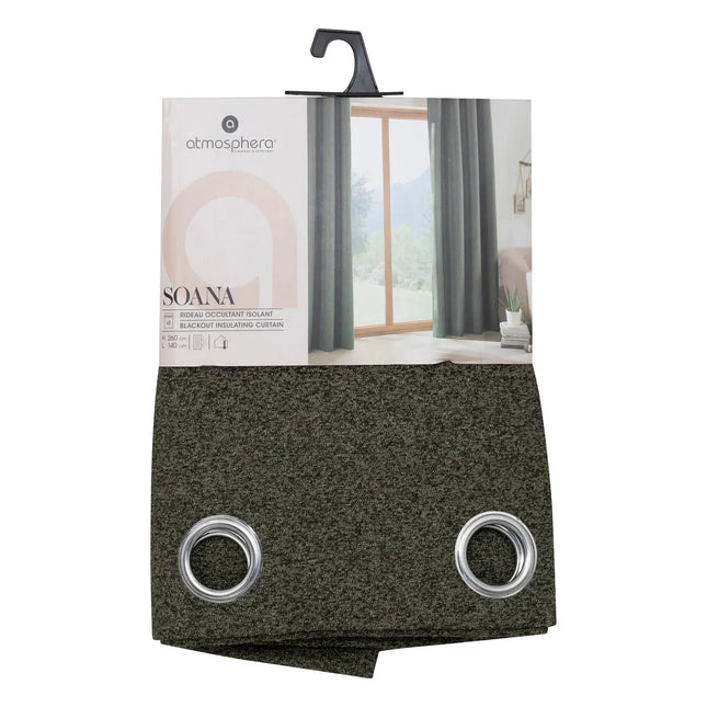 Cortina "Soana" aislante/opaca verde caqui 160x240cm - 204400D