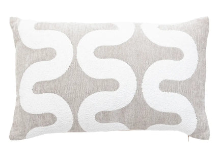 Funda para almohada "Jeni" chenilla beige y lino 50x30cm - 204482A