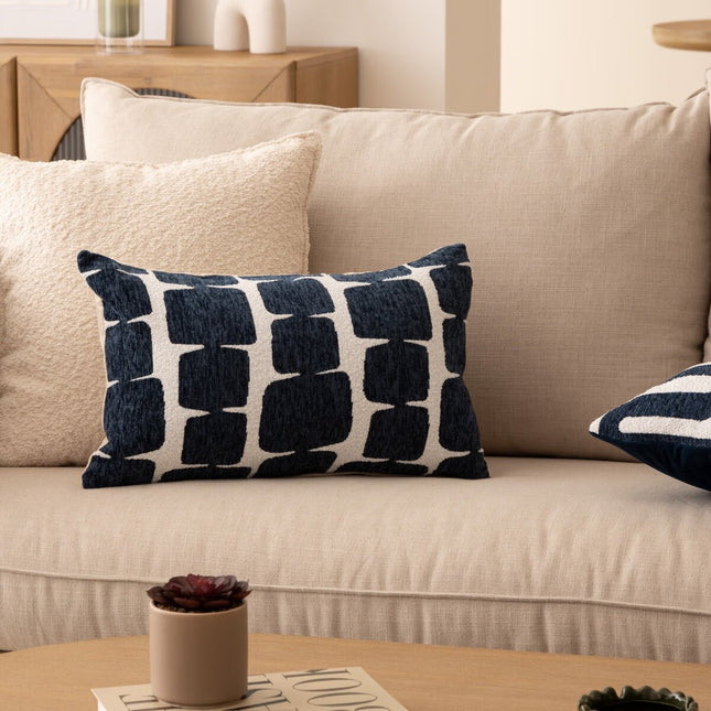 Funda para almohada "Jeni" chenilla azul 50x30cm - 204482E