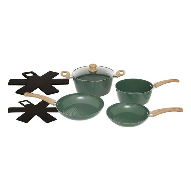 Juego de sartén/cacerola de cocina de aluminio forjado de 7 piezas - 204613