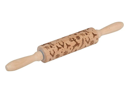 Rodillo de madera con temática navideña, 35,5 cm de largo - 204670