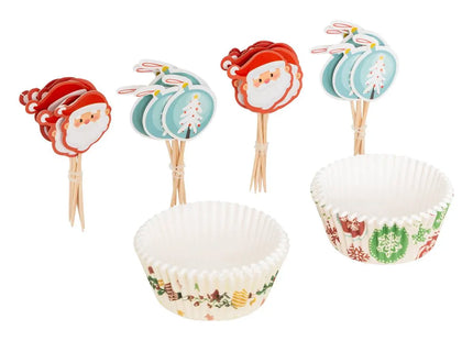 50 cápsulas para cupcakes, 25 palillos navideños - 204675