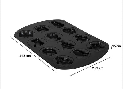 Molde para tarta navideña 41,8 cm de largo color negro - 204676