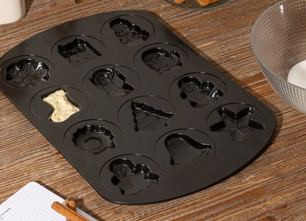 Molde para tarta navideña 41,8 cm de largo color negro - 204676
