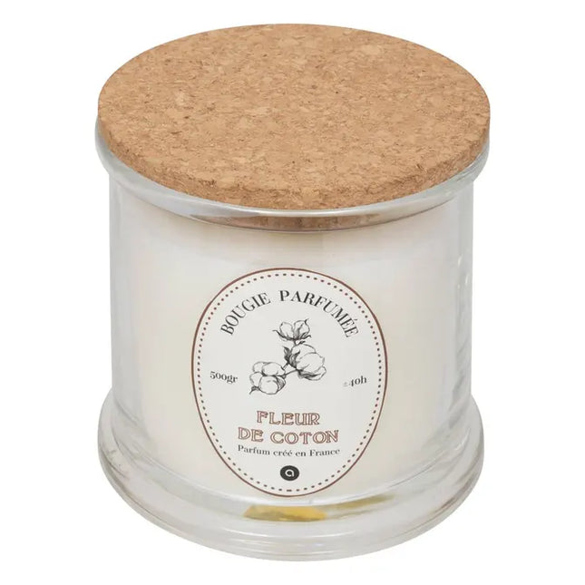 Vela perfumada "Hapo" algodón frasco de vidrio de 500 g con tapa  - 204703B