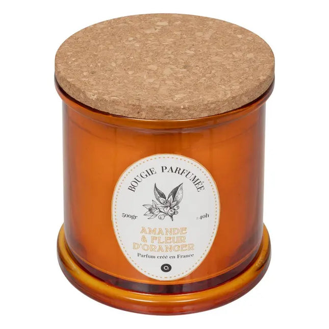 Vela perfumada "Hapo" almendra  frasco de vidrio de 500 g con tapa - 204703C