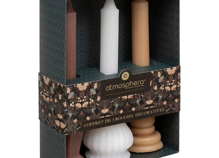 Caja de 3 velas "Little Cottage" blancas y rosas A19cm - 204743A