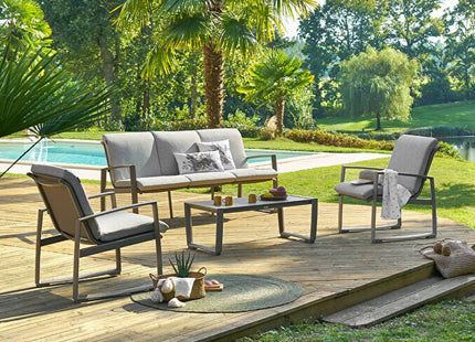 Salón de jardín BOREANE Avellana & Café 5 plazas - 205202C