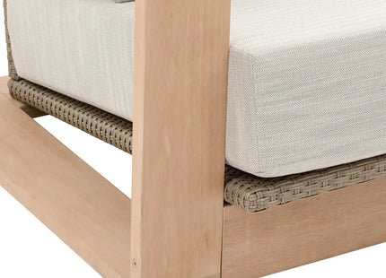 Sofá de jardín LOEVO + 2 sillones + 1 mesita de  Eucalipto y Gris 3 plazas  - 205207