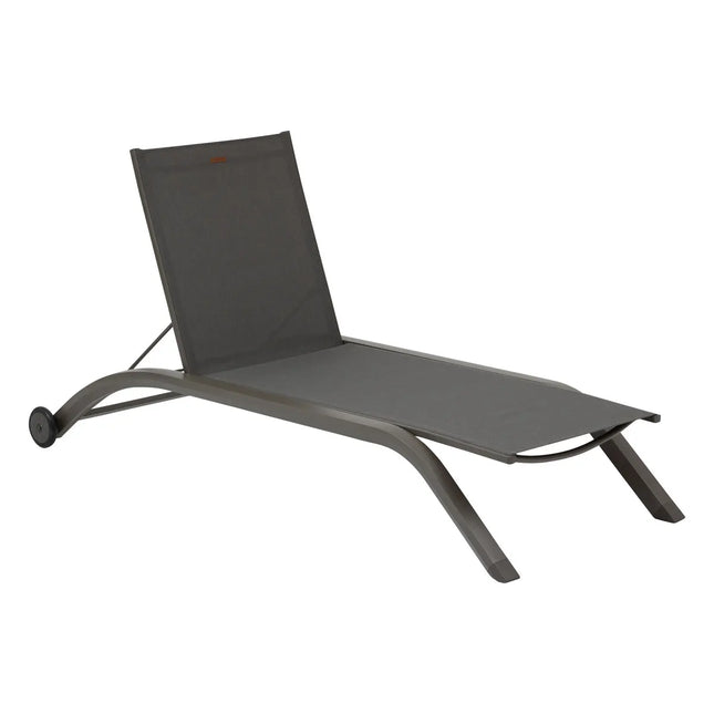 Tumbona "Jimani", antracita y grafito, 2 ruedas de aluminio y texalina -  205239A