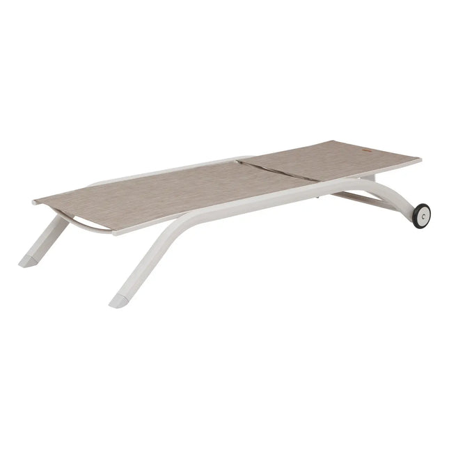 Tumbona "Jimani", cacao y avena , 2 ruedas de aluminio y texalina - 205239E