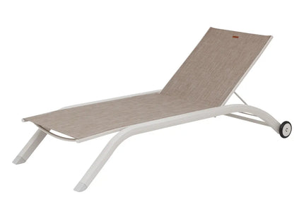 Tumbona "Jimani", cacao y avena , 2 ruedas de aluminio y texalina - 205239E