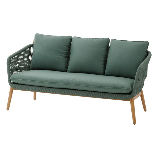 Salón de jardín "Orissa" de 5 plazas en poliéster y acero color verde oliva - 205253C