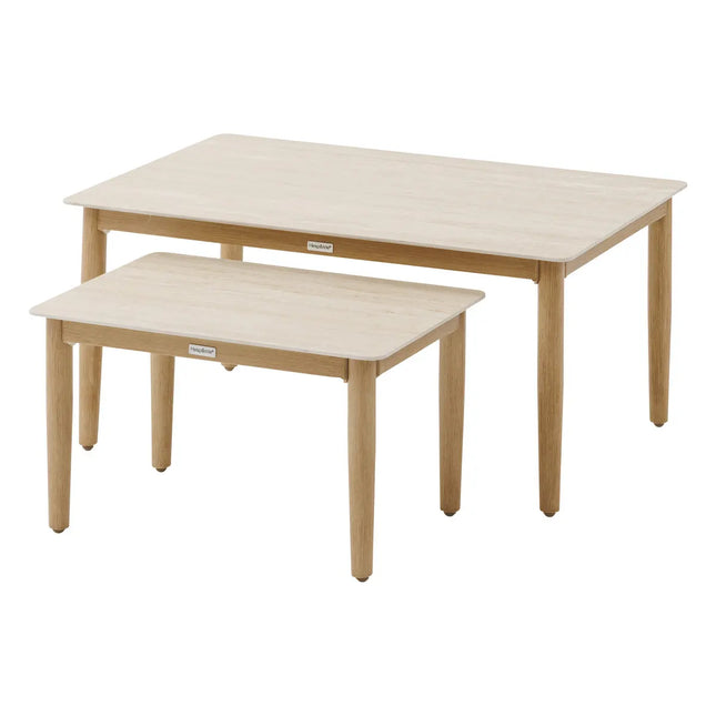 Salón de jardín "Orissa" de 5 plazas en poliéster y acero color taupé - 205253B