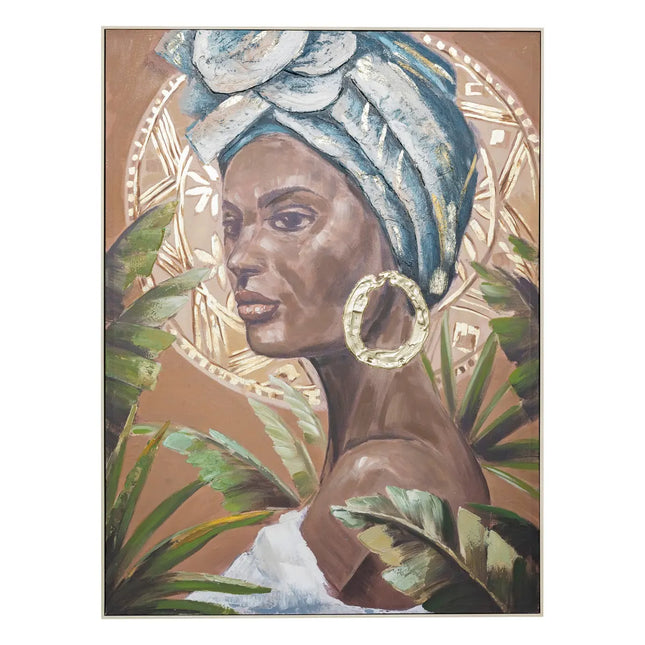 Cuadro pintado enmarcado "Macarena" marrón 122x92cm - 205655