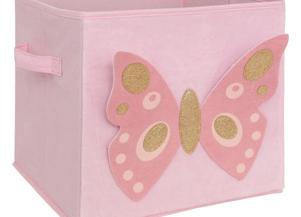 Caja de almacenaje infantil con mariposa rosa "Joey" 29x29cm - 205814