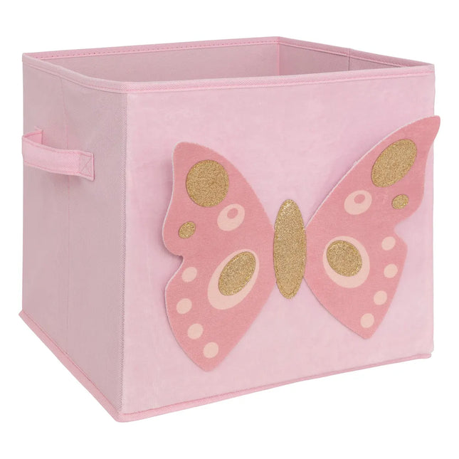 Caja de almacenaje infantil con mariposa rosa "Joey" 29x29cm - 205814