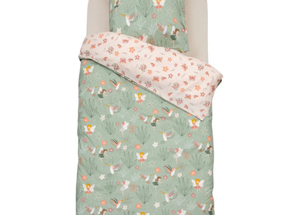 Set de cama infantil de 2 piezas con diseño de hadas "Abril" en algodón verde 140x200cm - 205817