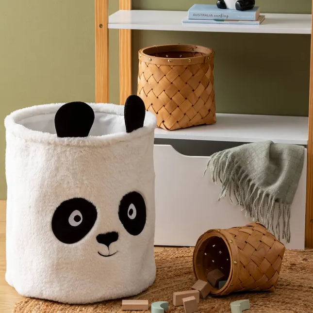 Caja de juguetes "Andy" panda en blanco y negro, 35x40 cm - 205834