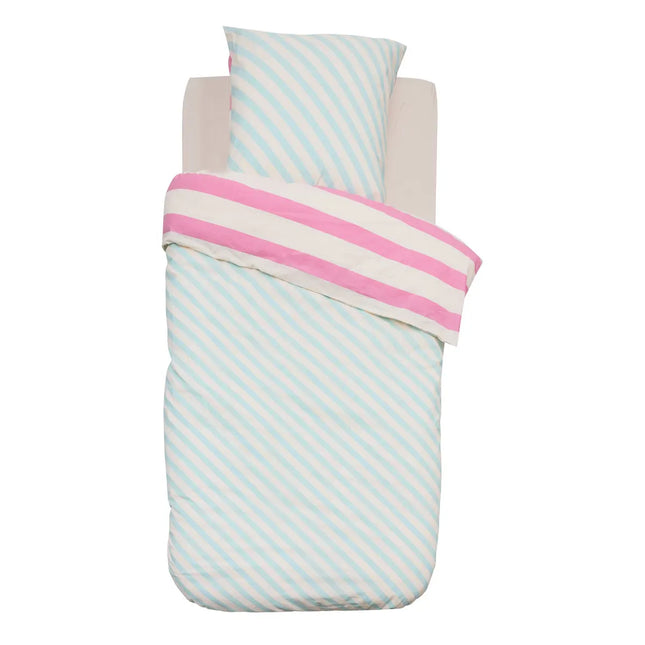 Set de cama infantil de 2 piezas "Azel" de algodón morado a rayas - 205862