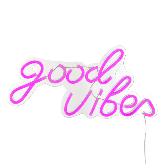 Tubo de neón LED de pared "Good vibes" rosa L 40,5cm - 205960