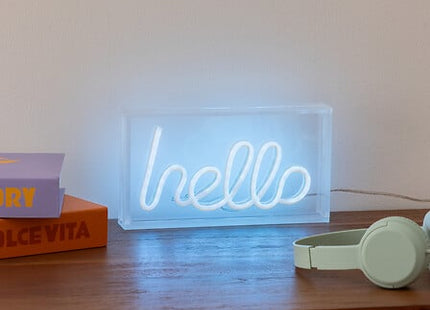 Tubo Neón LED "Hello" 23 x 4 x 12,5 cm azul - 205962