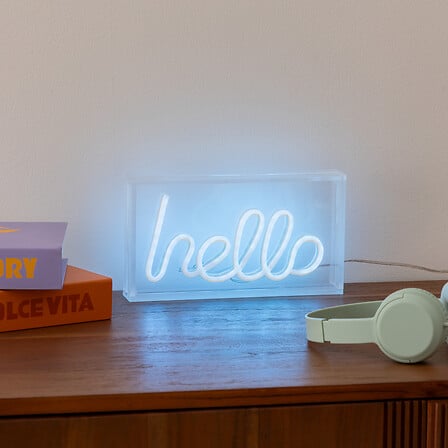 Tubo Neón LED "Hello" 23 x 4 x 12,5 cm azul - 205962