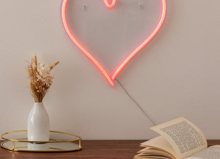Tubo de neón LED de pared "Corazón" rojo L32cm - 205963