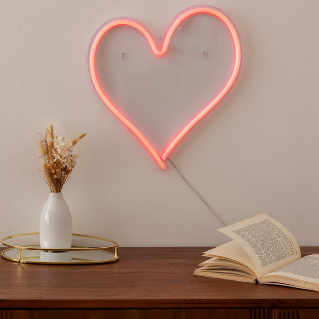 Tubo de neón LED de pared "Corazón" rojo L32cm - 205963