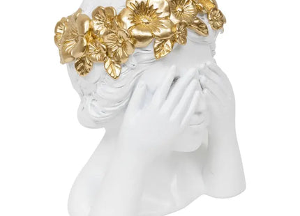 Cabeza decorativa de mujer de la colección "Wild Romance", 22 cm de alto, resina blanca - 206124