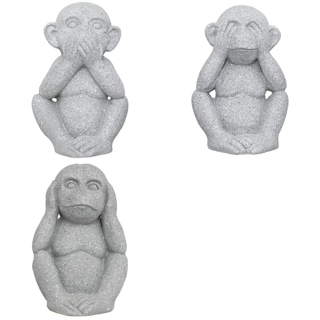 Set de 3 estatuilla de mono para exterior "Sohel" gris A42cm - 206200
