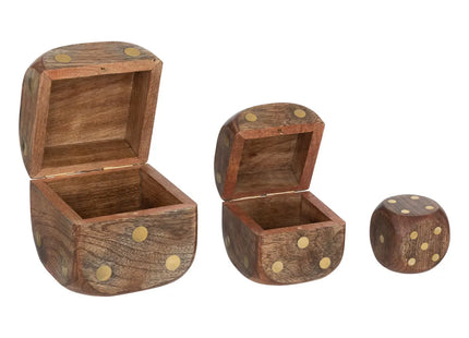 3 dados decorativos "Roger" mango 10x10x10cm - 206216