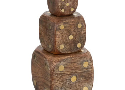 3 dados decorativos "Roger" mango 10x10x10cm - 206216