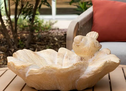 Bandeja decorativa beige "Birdy", 38 cm de diámetro - 206234