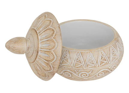 Caja decorativa "Oriental" de resina beige D15,5x14,5cm - 206241