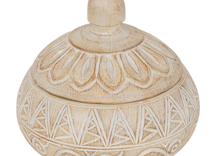 Caja decorativa "Oriental" de resina beige D15,5x14,5cm - 206241