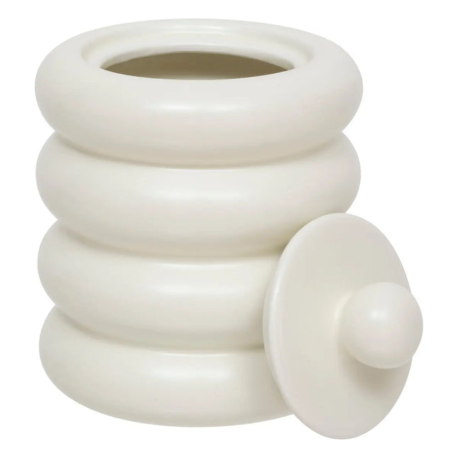 Caja decorativa "Mike" cerámica blanca 14,7 x 11,2 cm - 206242