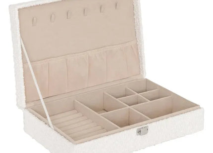 Caja de joyería "Loe" de bouclé blanco, 28x19 cm - 206248