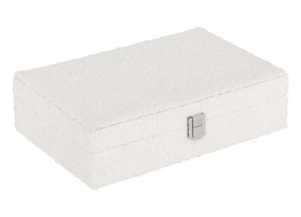Caja de joyería "Loe" de bouclé blanco, 28x19 cm - 206248