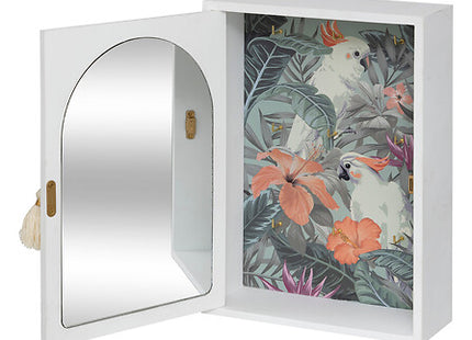 Caja de llaves espejo "Wild Romance" 28x20cm MDF blanco - 206425