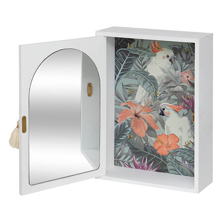 Caja de llaves espejo "Wild Romance" 28x20cm MDF blanco - 206425