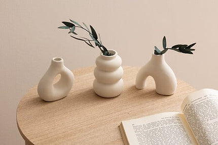 Juego de 3 soliflores "Iora" A9cm cerámica blanca - 206567