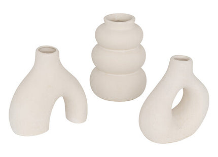 Juego de 3 soliflores "Iora" A9cm cerámica blanca - 206567